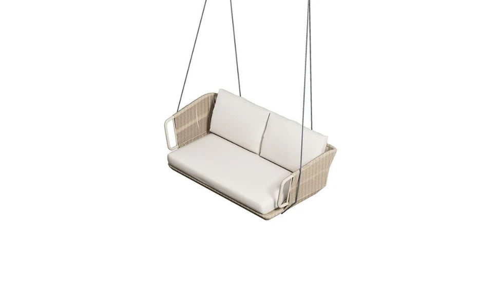 Virasat Double Seater Hanging Swing Without Stand For Balcony, Garden Swing (Beige) Braided & Rope-VIRASAT FURNITURE & FURNISHING