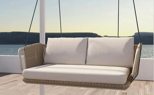 Virasat Double Seater Hanging Swing Without Stand For Balcony, Garden Swing (Beige) Braided & Rope-VIRASAT FURNITURE & FURNISHING