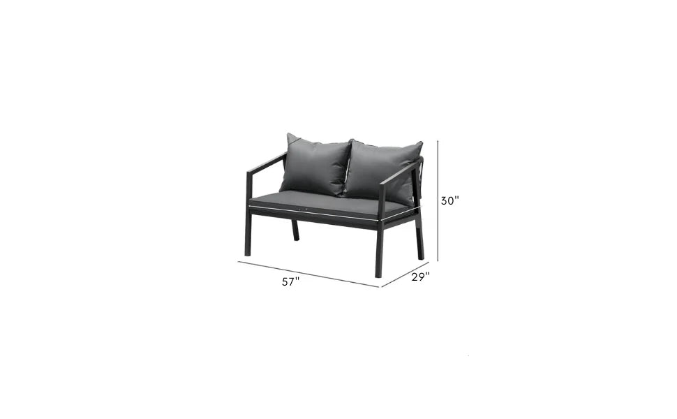 Virasat Outdoor Sofa Set 2 Seater, 2 Single Seater and 1 Center Table (Dark Grey) Braided & Rope-VIRASAT FURNITURE & FURNISHING