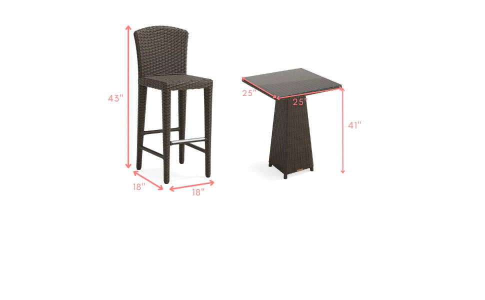 Virasat Outdoor Patio Bar Set 2 Chairs and 1 Table Set-VIRASAT FURNITURE & FURNISHING