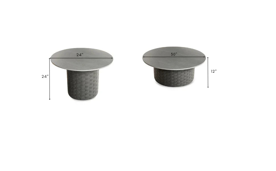 Virasat Outdoor Sofa Set 2 Seater, 2 Single Seater, 1 Ottoman, 1 Center Table + 1 Side Table Set (Grey) Braided & Rope-VIRASAT FURNITURE & FURNISHING