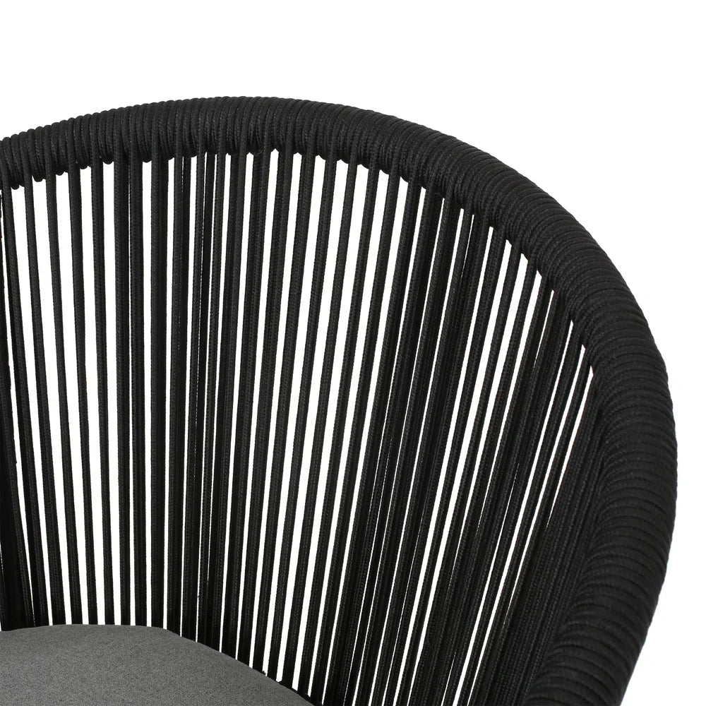 Virasat Outdoor Patio Seating Set 2 Chairs and 1 Table Set (Black) Braided & Rope-VIRASAT FURNITURE & FURNISHING