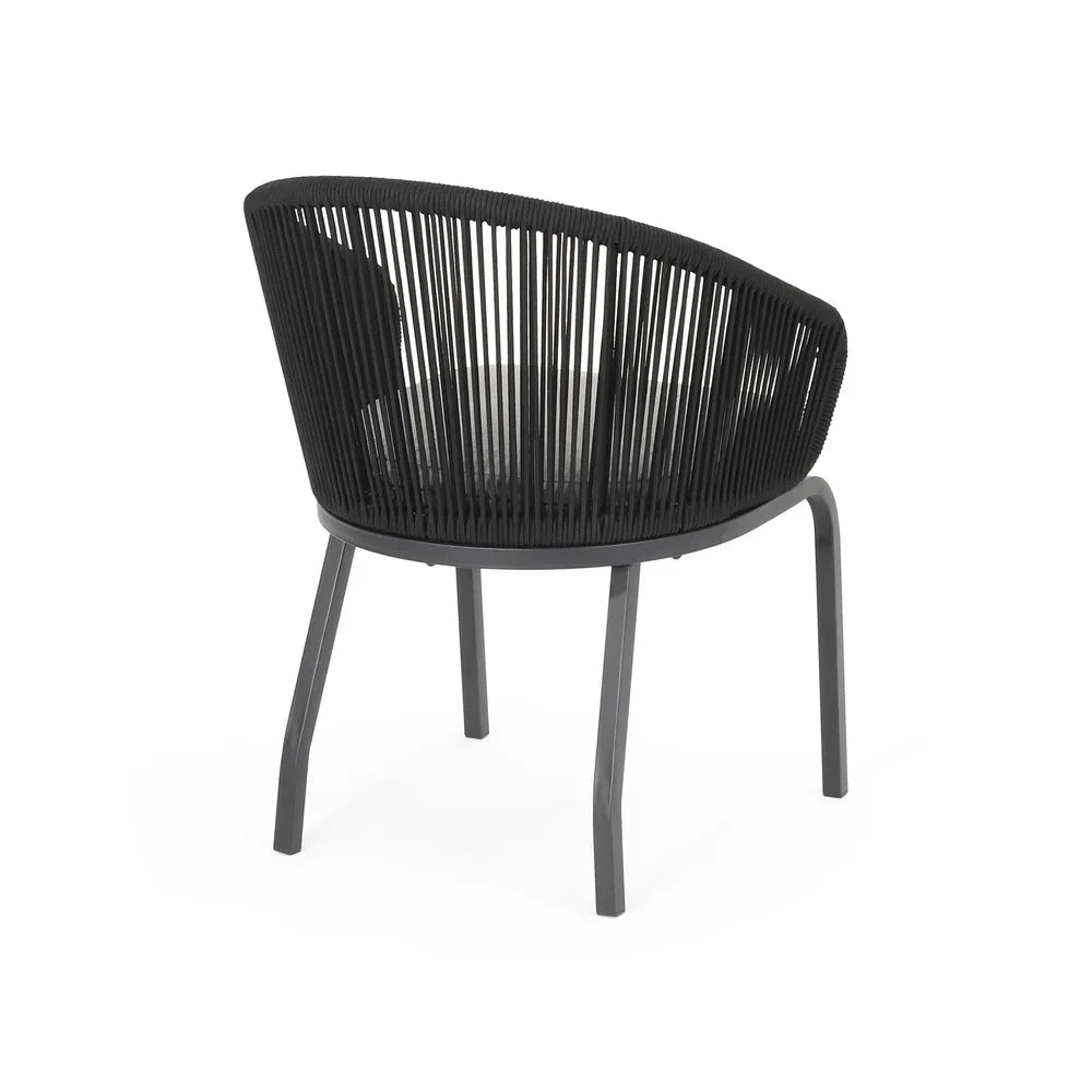 Virasat Outdoor Patio Seating Set 2 Chairs and 1 Table Set (Black) Braided & Rope-VIRASAT FURNITURE & FURNISHING