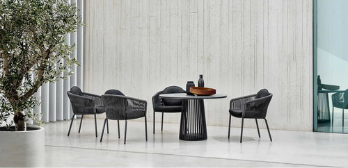 Virasat Outdoor Patio Seating Set 4 Chairs and 1 Table Set (Black) Braided & Rope-VIRASAT FURNITURE & FURNISHING