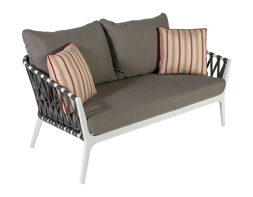 Virasat Outdoor Sofa Set 2 Seater, 2 Single Seater and 1 Center Table (White + Brown) Braided & Rope-VIRASAT FURNITURE & FURNISHING
