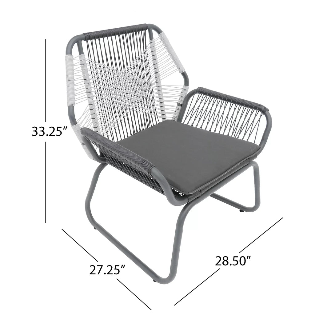 Virasat Outdoor Patio Seating Set 2 Chairs and 1 Table Set (White + Dark Grey)-VIRASAT FURNITURE & FURNISHING