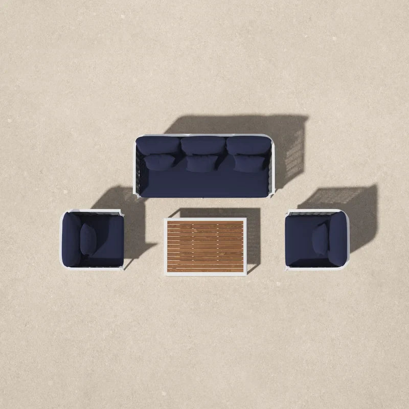 Virasat Outdoor Sofa Set 3 Seater , 2 Single seater and 1 Center Table (Grey + Navy Blue) Braided & Rope