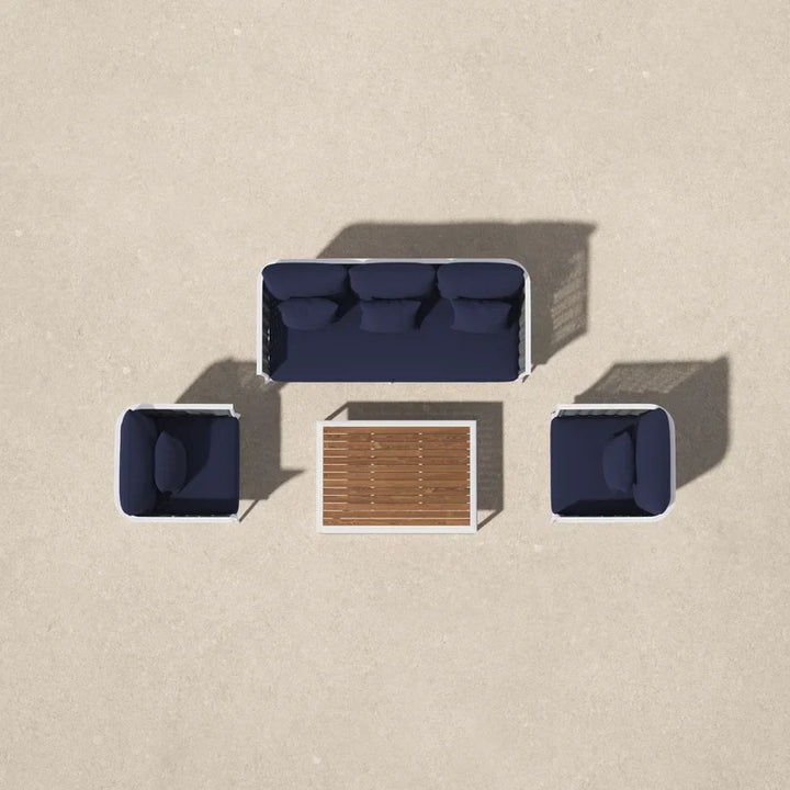 Virasat Outdoor Sofa Set 3 Seater , 2 Single seater and 1 Center Table (Grey + Navy Blue) Braided & Rope
