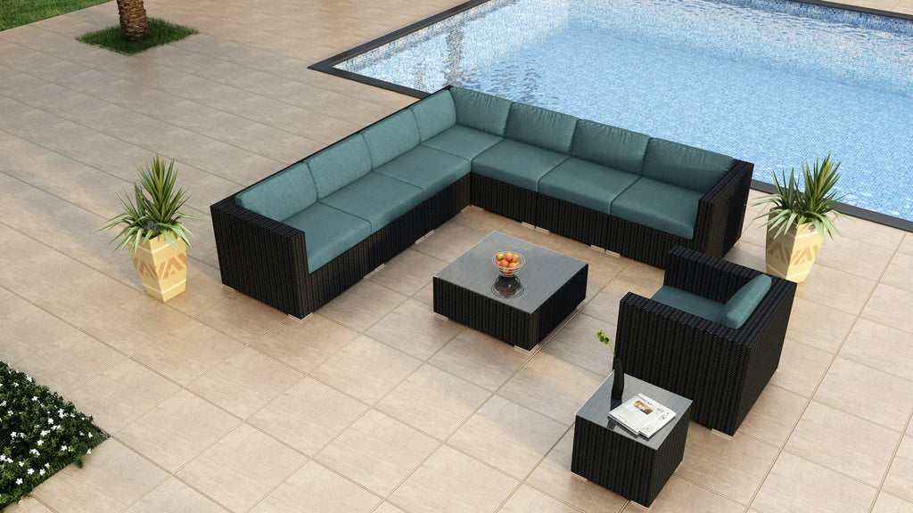 Virasat Outdoor Sofa Set 7 Seater, Single Seater, and 1 Center Table With 1 Side Table Set (Black)-VIRASAT FURNITURE & FURNISHING