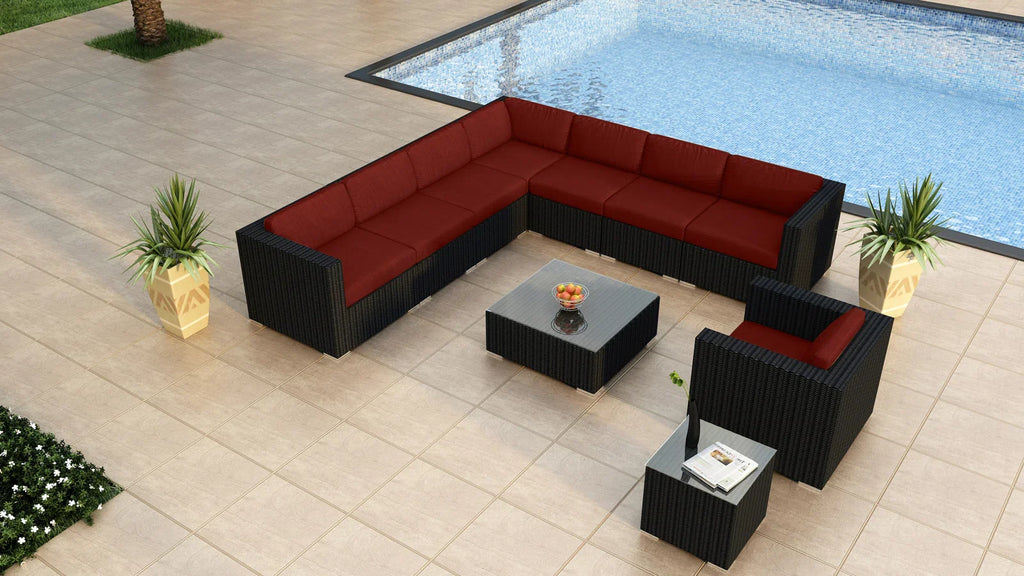 Virasat Outdoor Sofa Set 7 Seater, Single Seater, and 1 Center Table With 1 Side Table Set (Black)-VIRASAT FURNITURE & FURNISHING