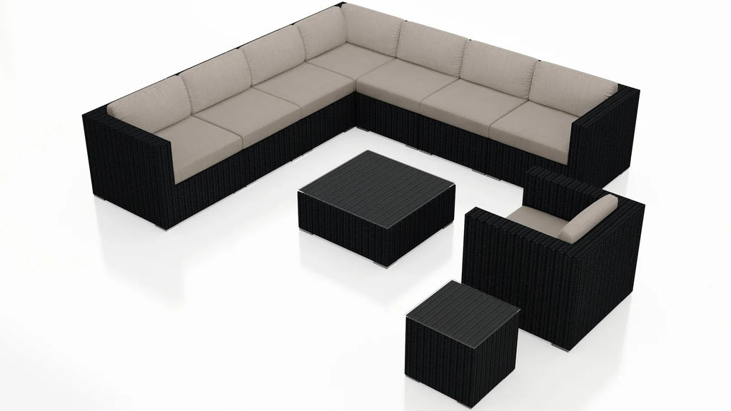 Virasat Outdoor Sofa Set 7 Seater, Single Seater, and 1 Center Table With 1 Side Table Set (Black)-VIRASAT FURNITURE & FURNISHING