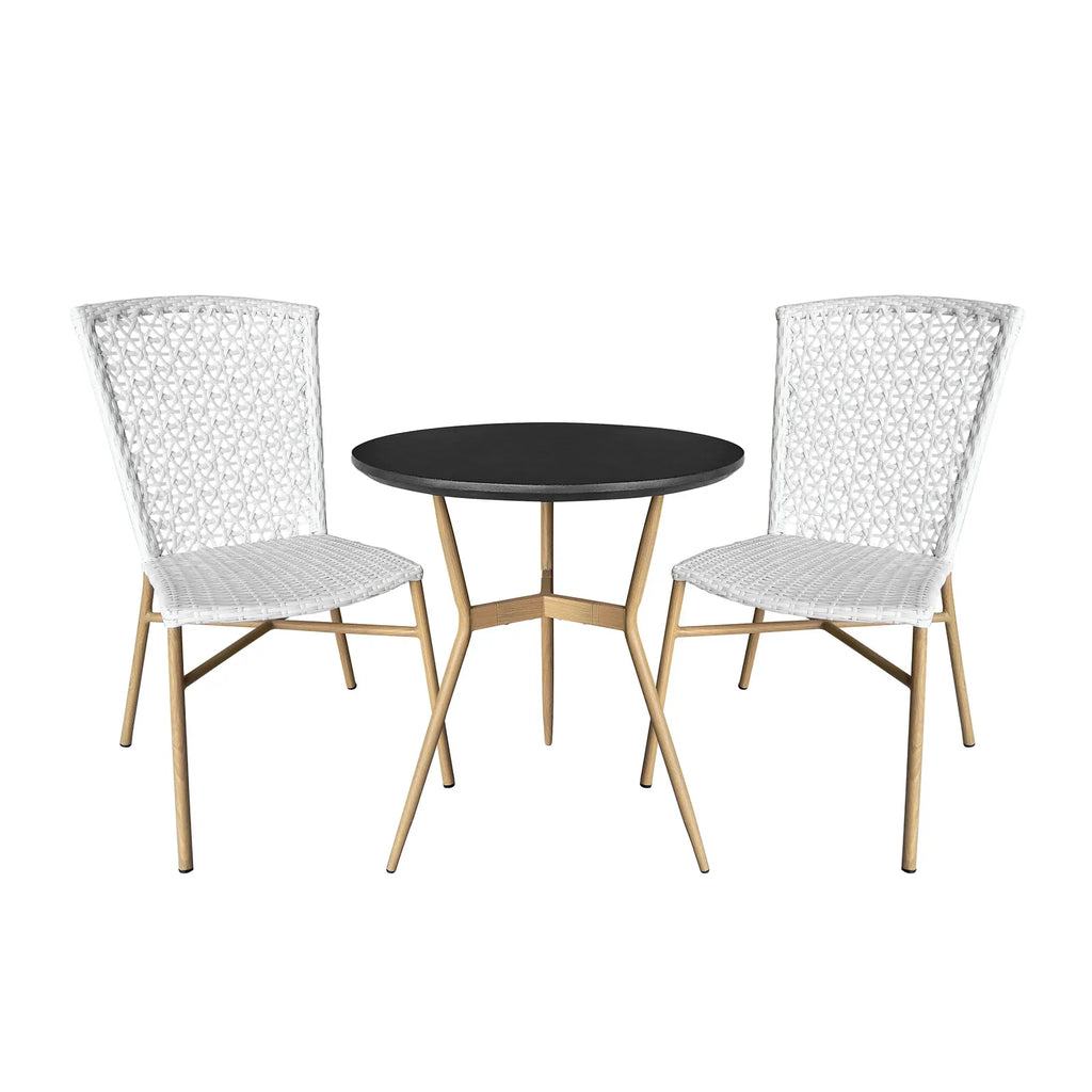 Virasat Outdoor Patio Seating Set 2 Chairs 1 Table Set White Gold-VIRASAT FURNITURE & FURNISHING