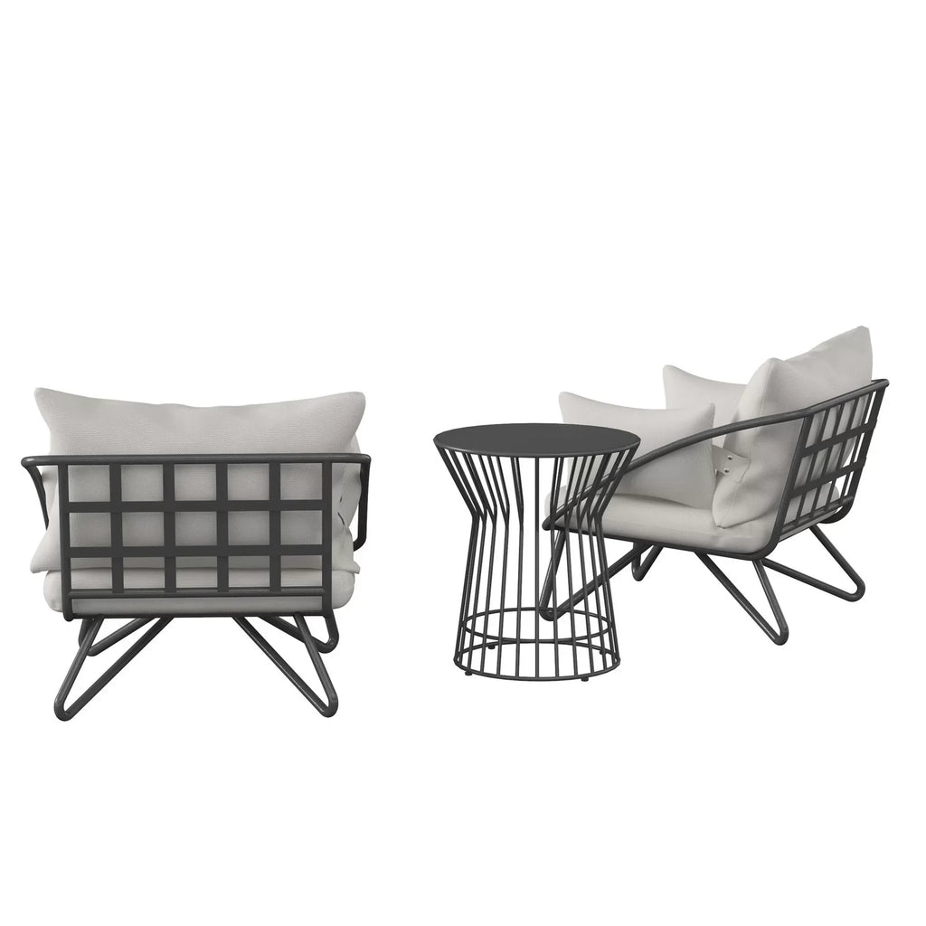 Virasat Outdoor Patio Seating Set 2 Chairs and 1 Table Set Grey-VIRASAT FURNITURE & FURNISHING