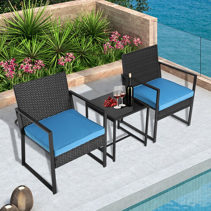 Virasat Patio Seating Set 2 Chairs and 1 Table Set (Black)