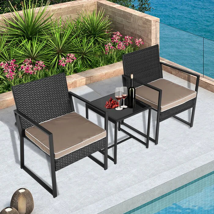 Virasat Patio Seating Set 2 Chairs and 1 Table Set (Black)
