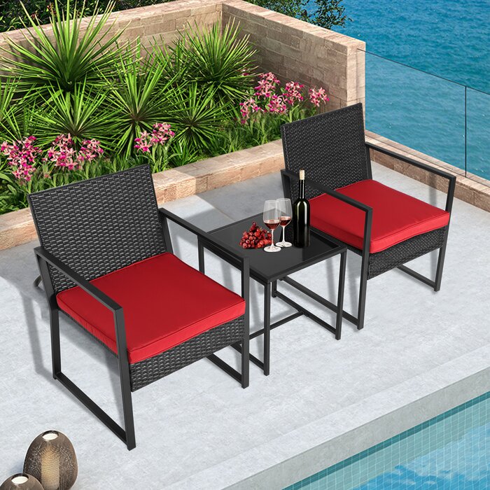 Virasat Patio Seating Set 2 Chairs and 1 Table Set (Black)