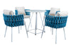 Virasat Outdoor Patio Seating Set 4 Chairs and 1 Table Set (Blue) Braided & Rope-VIRASAT FURNITURE & FURNISHING