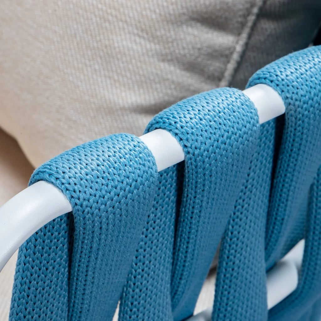 Virasat Outdoor Patio Seating Set 4 Chairs and 1 Table Set (Blue) Braided & Rope-VIRASAT FURNITURE & FURNISHING