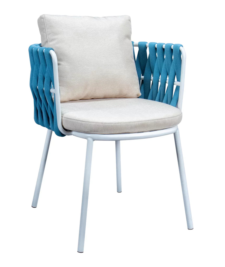 Virasat Outdoor Patio Seating Set 4 Chairs and 1 Table Set (Blue) Braided & Rope-VIRASAT FURNITURE & FURNISHING