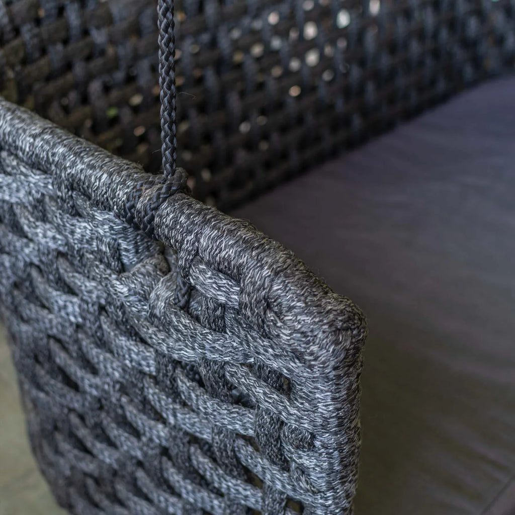 Virasat Double Seater Hanging Swing Without Stand For Balcony, Garden Swing (Black) Braided & Rope-VIRASAT FURNITURE & FURNISHING