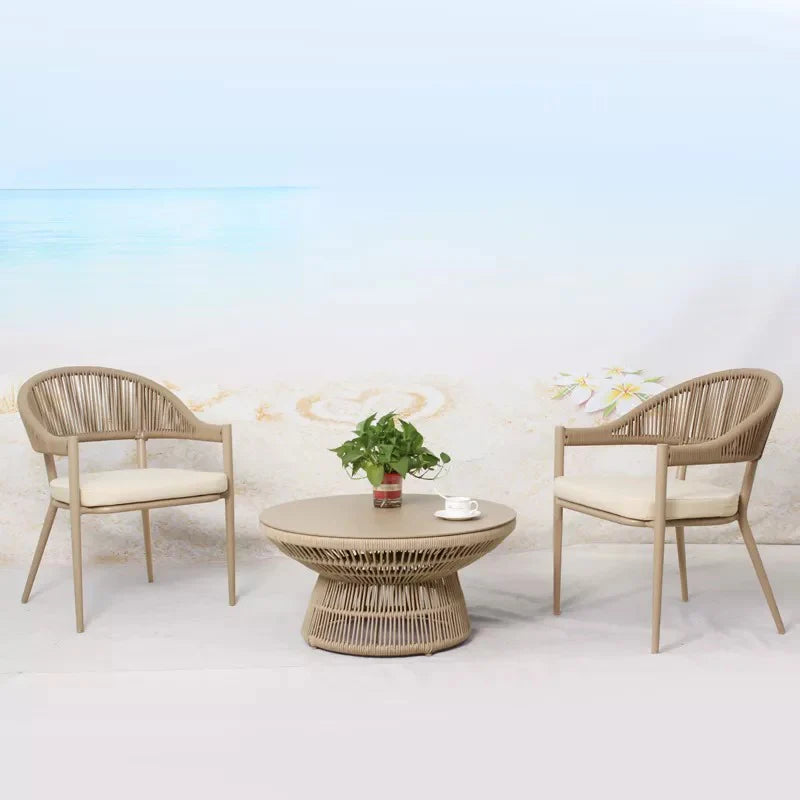 Virasat Outdoor Patio Seating Set 2 Chairs and 1 Table Set (Beige)-VIRASAT FURNITURE & FURNISHING