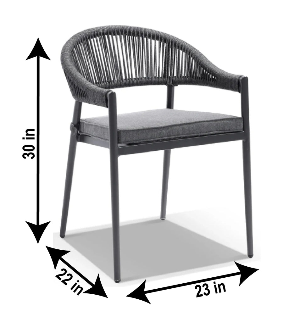 Virasat Outdoor Patio Seating Set 4 Chairs and 1 Table Set (Dark Grey) Braided & Rope-VIRASAT FURNITURE & FURNISHING