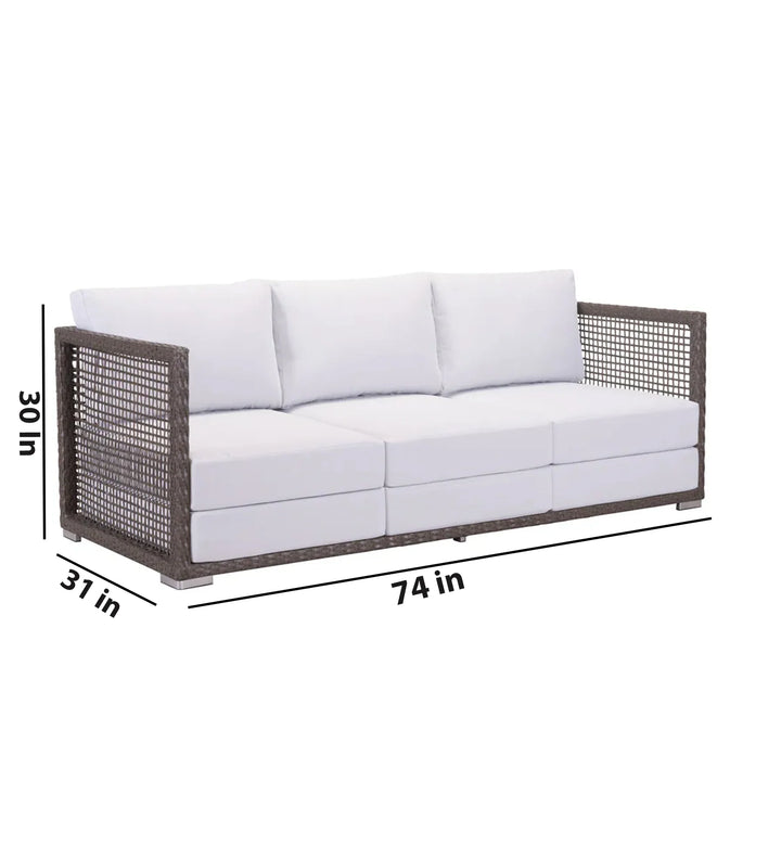 Virasat Coco Outdoor Sofa Set 3 Seater , 2 Single seater and 1 Center Table (White+ Brown)