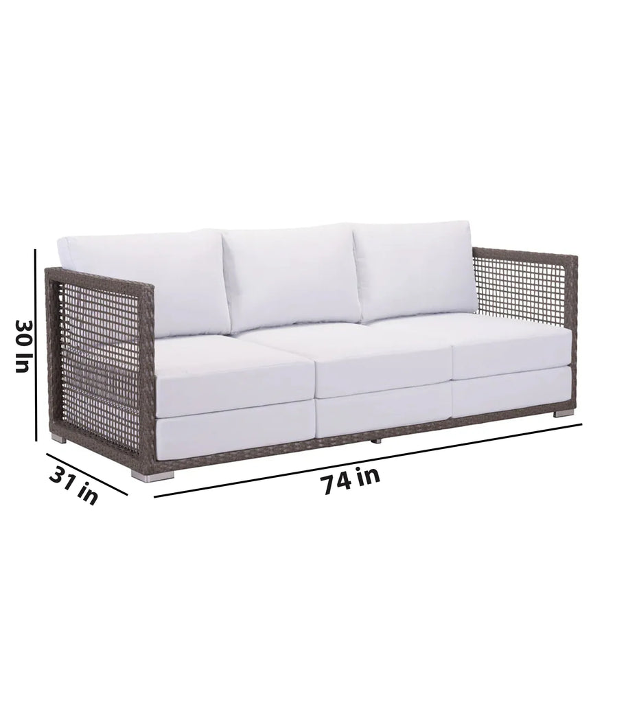Virasat Outdoor Sofa Set 3 Seater, 2 Single Seater, and 1 Center Table (White + Brown)-VIRASAT FURNITURE & FURNISHING