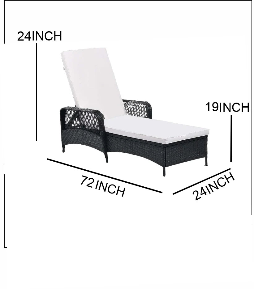 Virasat Outdoor Swimming Poolside Lounger Set of 2 Black-VIRASAT FURNITURE & FURNISHING