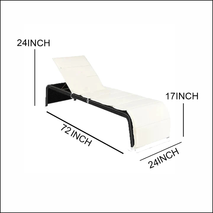 Virasat Outdoor Swimming Poolside Lounger Black-VIRASAT FURNITURE & FURNISHING