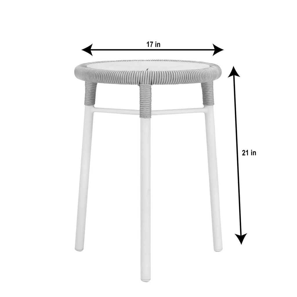Virasat Outdoor Patio Seating Set 2 Chairs and 1 Table Set (Silver + White) Braided & Rope-VIRASAT FURNITURE & FURNISHING