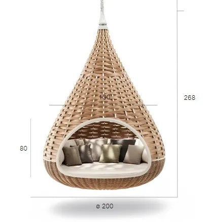 Virasat Three Seater Hanging Swing Without Stand For Balcony, Garden Swing (Honey)-VIRASAT FURNITURE & FURNISHING