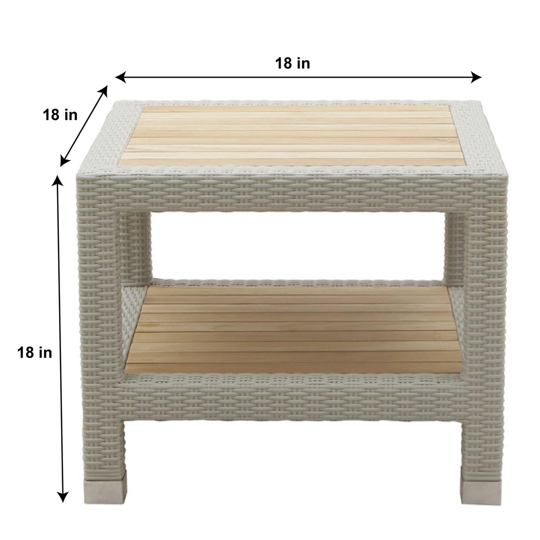 Virasat Hudson Outdoor Garden Balcony Sofa Set 3 Seater, 2 Seater With 2 Single Seater and 1 Center Table With 1 Side Table Set (White)