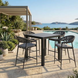 Virasat Outdoor Bar Sets 4 Chairs and 1 Table Patio Bar Set (Dark Grey)