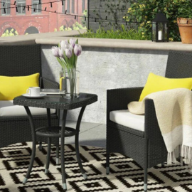 Virasat  Outdoor Patio Seating Set 2 Chairs 1 Table Black