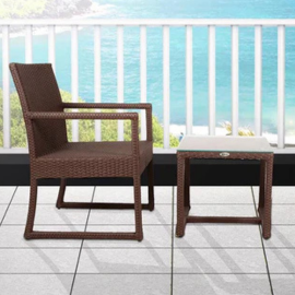 Virasat Outdoor Patio Seating Set 2 Chairs and 1 Table Set (Brown)