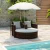 Luxury Outdoor Poolside Sunbed with Cushion Daybed - Premium Brown Rattan Furniture for Patio, Garden & Pool | Buy Online India