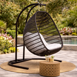 Virasat Double Seater Hanging Swing With Stand For Balcony, Garden Swing (Dark Brown)