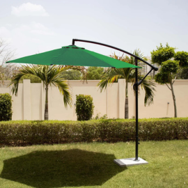 Virasat Luxury Side Pole Garden Umbrella With Stand (Round, Green)