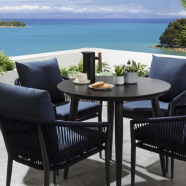 Virasat Outdoor Garden Patio Dining Set 4 Chairs and 1 Table Set (Blue+Black) Braided & Rope