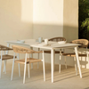 Virasat Outdoor Patio Dining Seating Set 4 Chairs and 1 Table Set (White) Braided & Rope