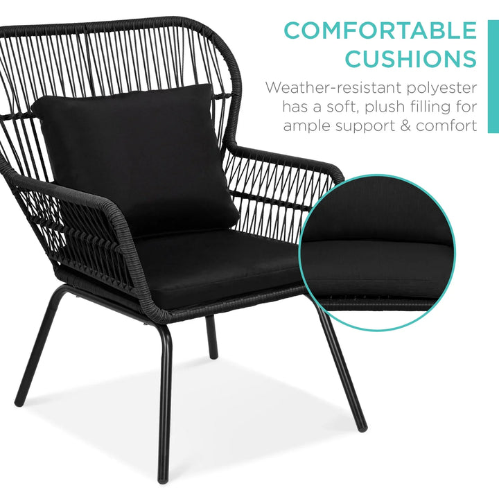 Virasat Outdoor Patio Seating Set 2 Chairs and 1 Table Set (Black)