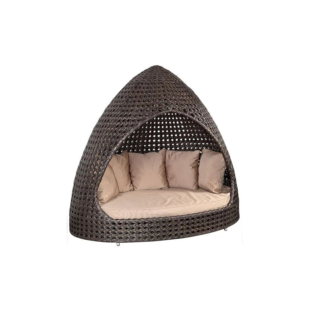 Virasat Outdoor Poolside Sunbed With Cushion Daybed (Brown)-VIRASAT FURNITURE & FURNISHING
