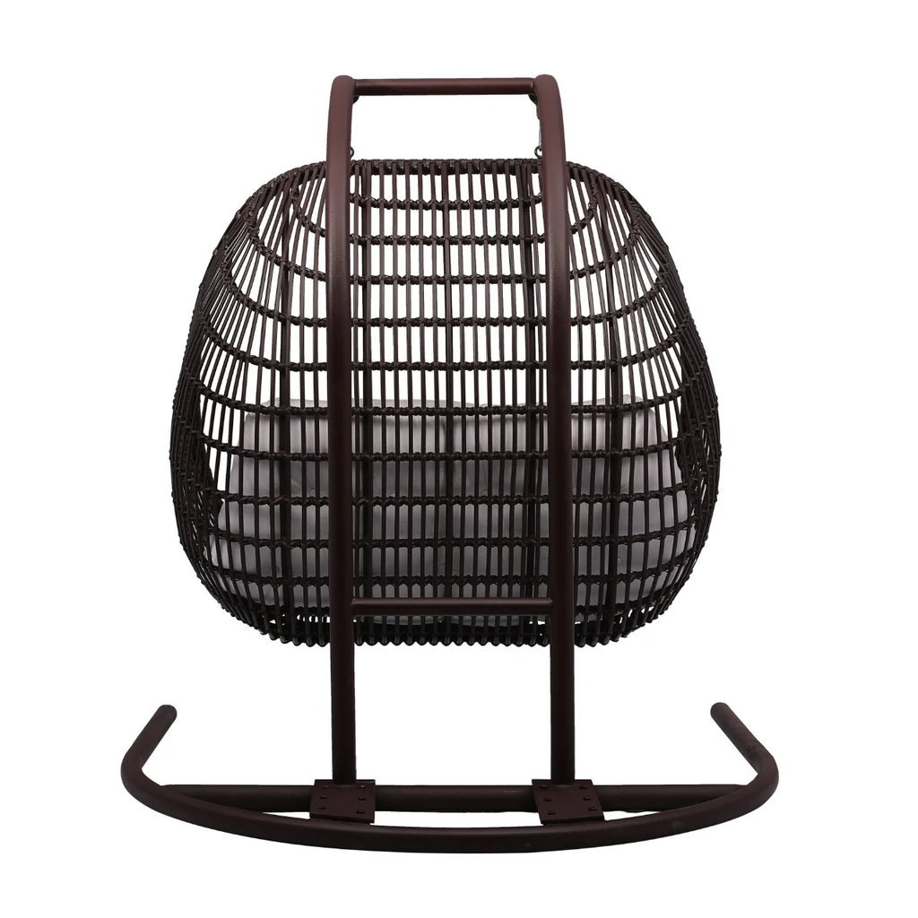 Virasat Double Seater Hanging Swing With Stand For Balcony, Garden Swing (Dark Brown)-VIRASAT FURNITURE & FURNISHING