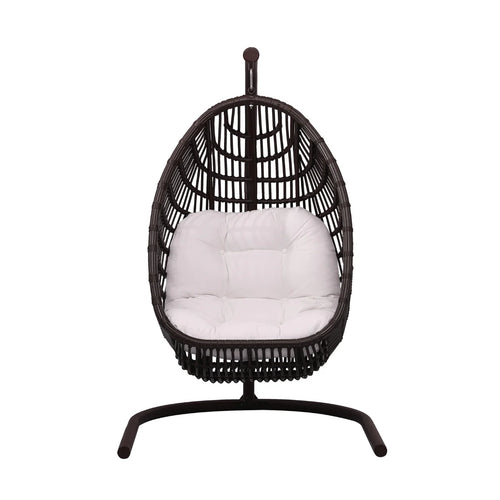 Virasat Single Seater Hanging Swing With Stand For Balcony, Garden (Dark Brown)-VIRASAT FURNITURE & FURNISHING