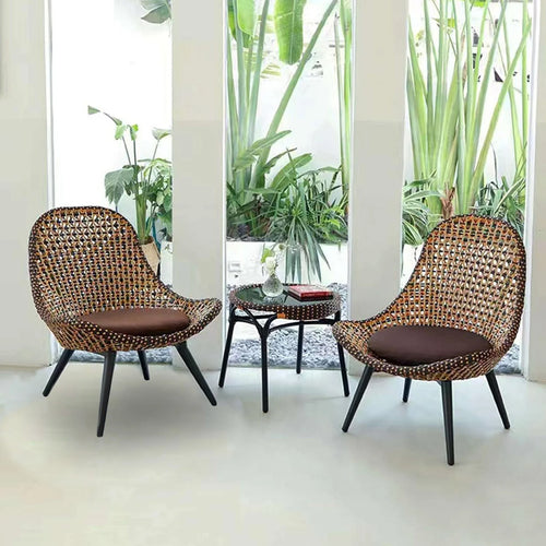 Virasat Outdoor Patio Seating Set 2 Chairs and 1 Table Set (Brown)-VIRASAT FURNITURE & FURNISHING