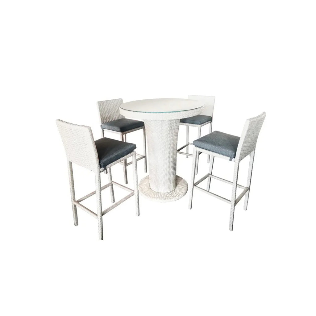 Virasat Outdoor Patio Bar Set, 4 Chairs and 1 Table For Balcony (White)-VIRASAT FURNITURE & FURNISHING