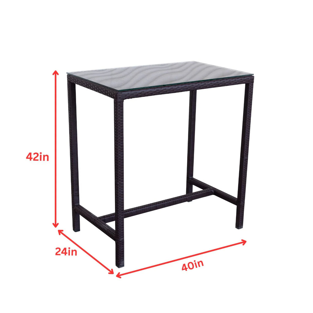 Virasat Outdoor Patio Bar Sets 4 Chairs and 1 Table (Dark Brown)-VIRASAT FURNITURE & FURNISHING