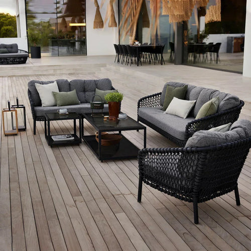 VIRASAT FURNITURE OUTDOOR ROPE SOFA SET 6-SEATER WITH SIDE & CENTER TABLE (GREY) - BRAIDED GARDEN & BALCONY SET