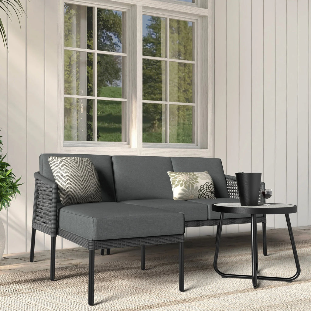 Virasat Outdoor Garden Balcony Sofa Set 4 Seater 1 Center Table Set (Dark Grey)-VIRASAT FURNITURE & FURNISHING